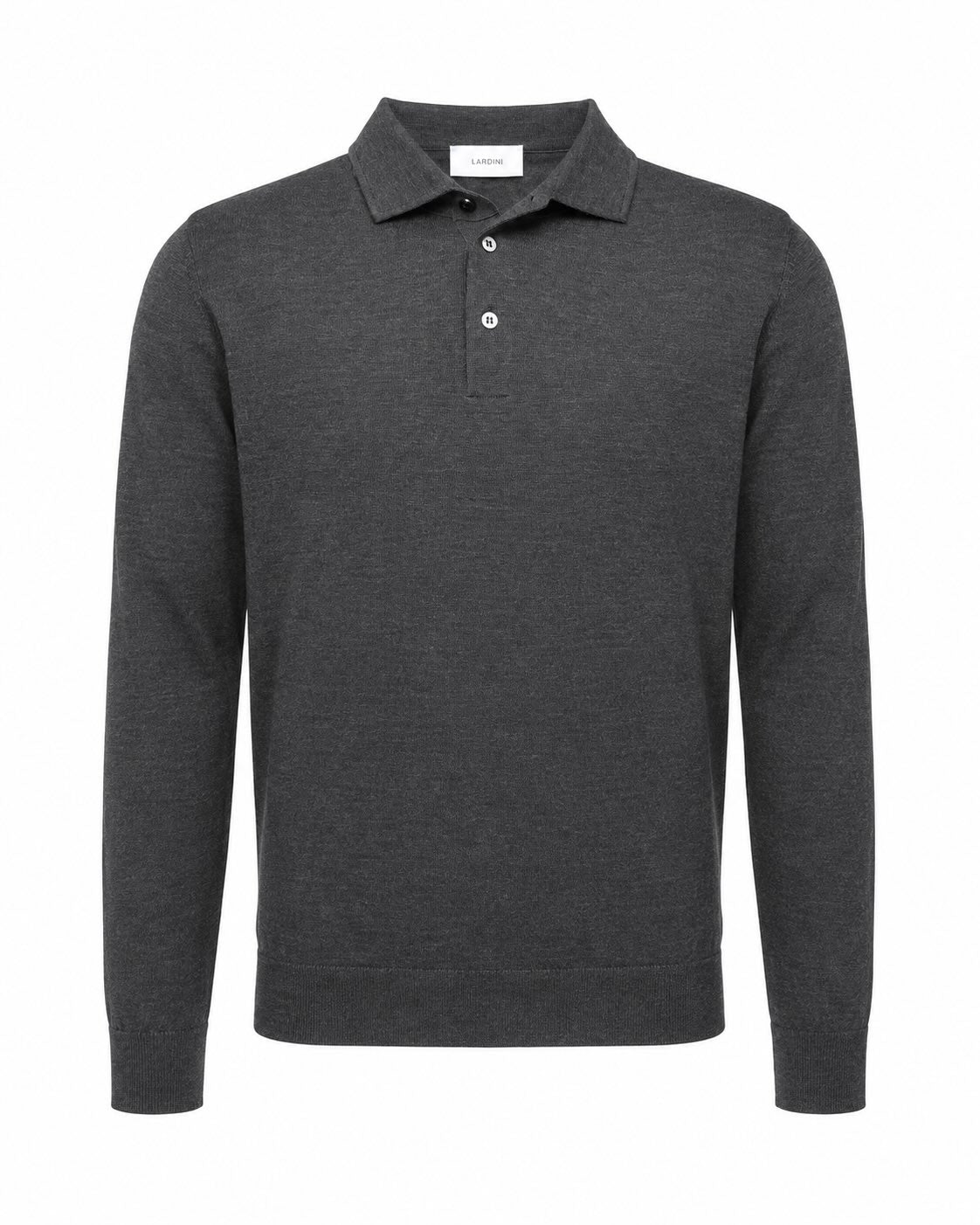 Feinstrick Langarm Poloshirt aus Schurwolle