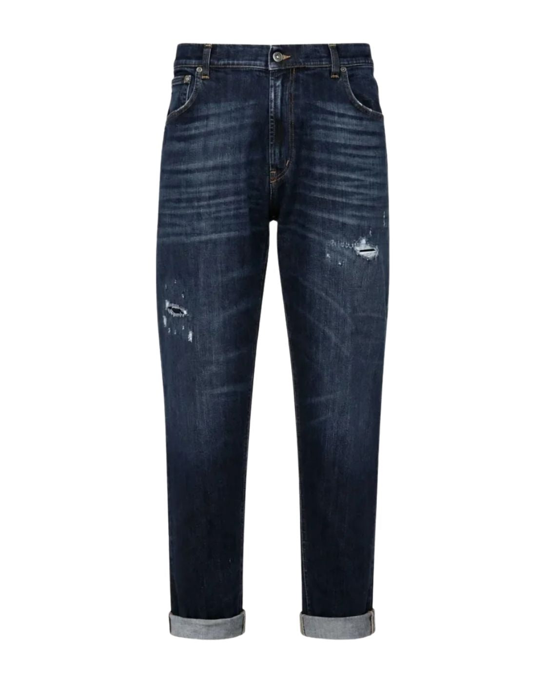 Dunkelblaue Jeans aus Baumwolle im Loose Fit
