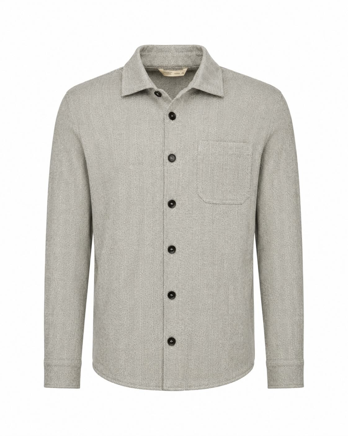 Leinen Seide Baumwolle Overshirt Fischgrat Relaxed Slim