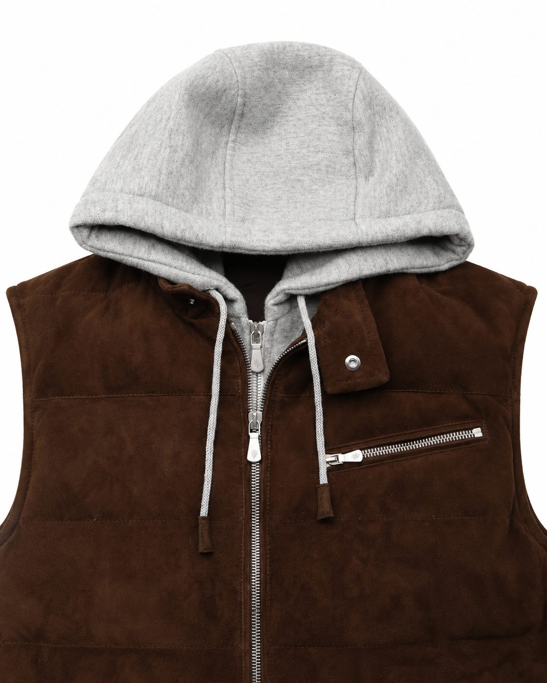 Veloursleder-Gilet mit Daunenfüllung