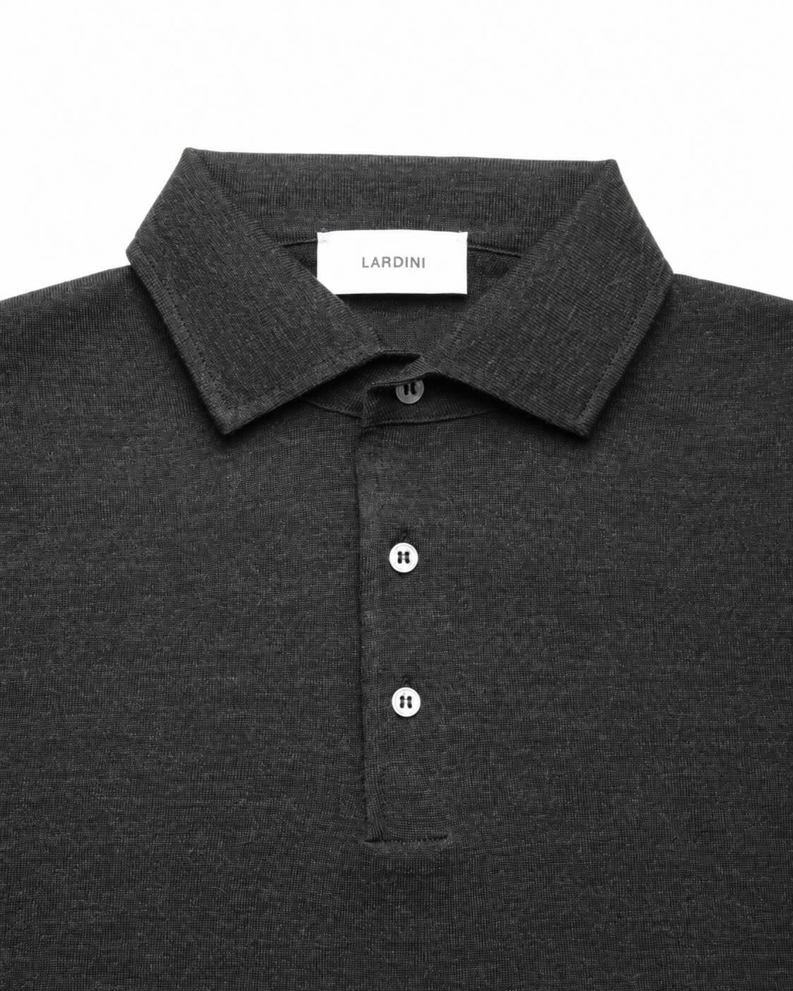 Feinstrick Langarm Poloshirt aus Schurwolle