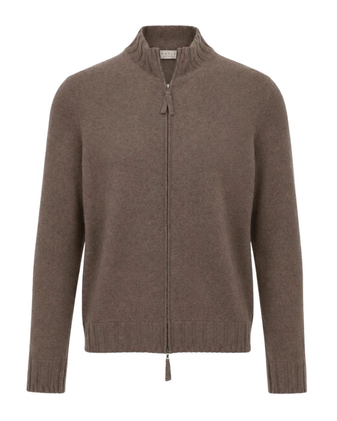 Kaschmir-Strickjacke im Slim Fit in Braun