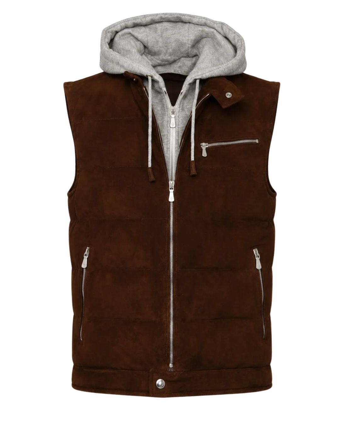 Veloursleder-Gilet mit Daunenfüllung