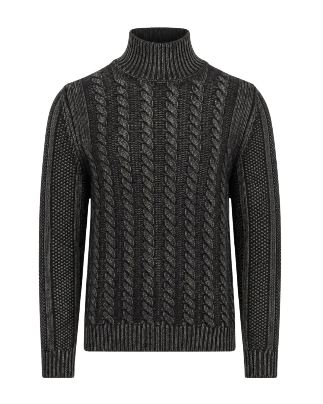 Anthrazitfarbener Rollkragenpullover aus Wolle
