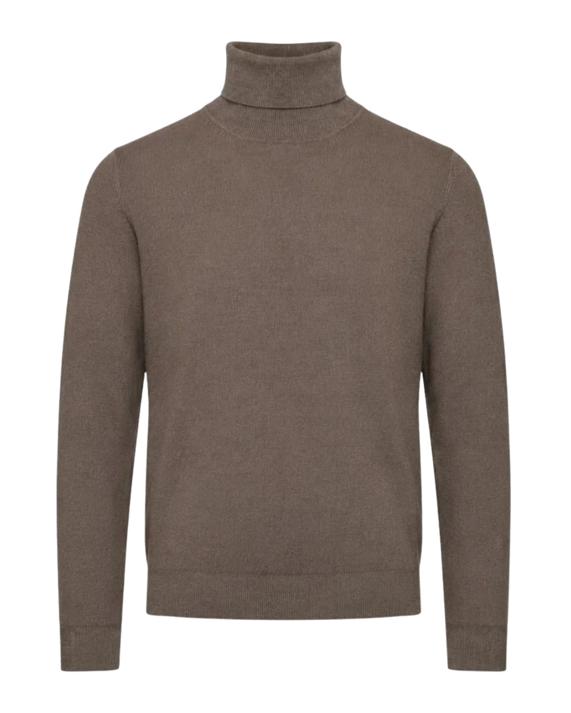Taupefarbener Rollkragenpullover aus Extrafine Merinowolle