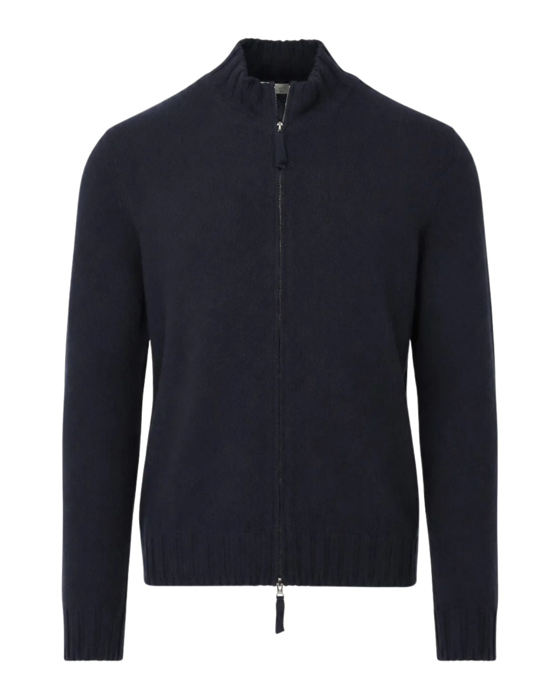 Dunkelblaue Kaschmir-Strickjacke im Slim Fit