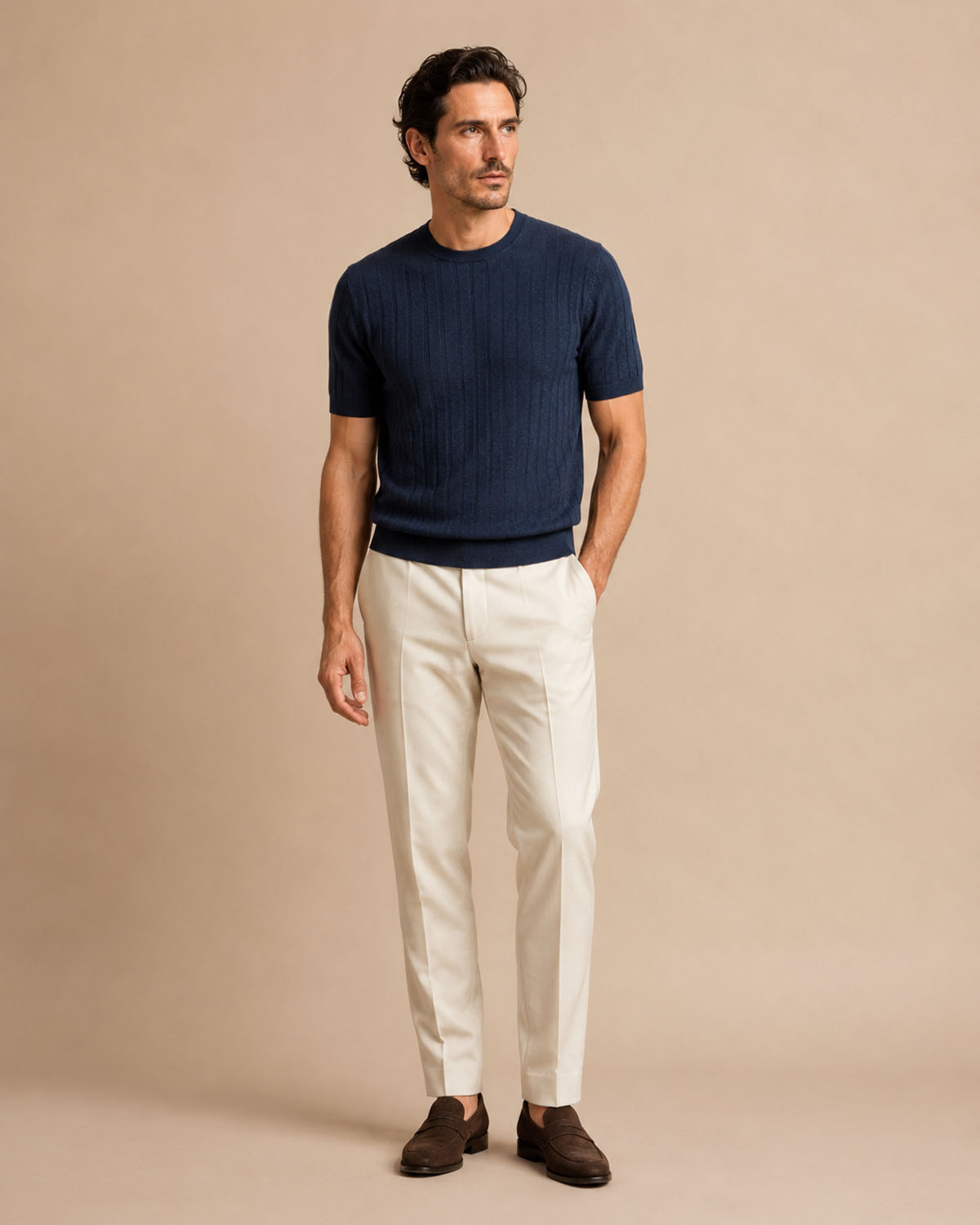Leinen Baumwolle T-Shirt Slim Fit