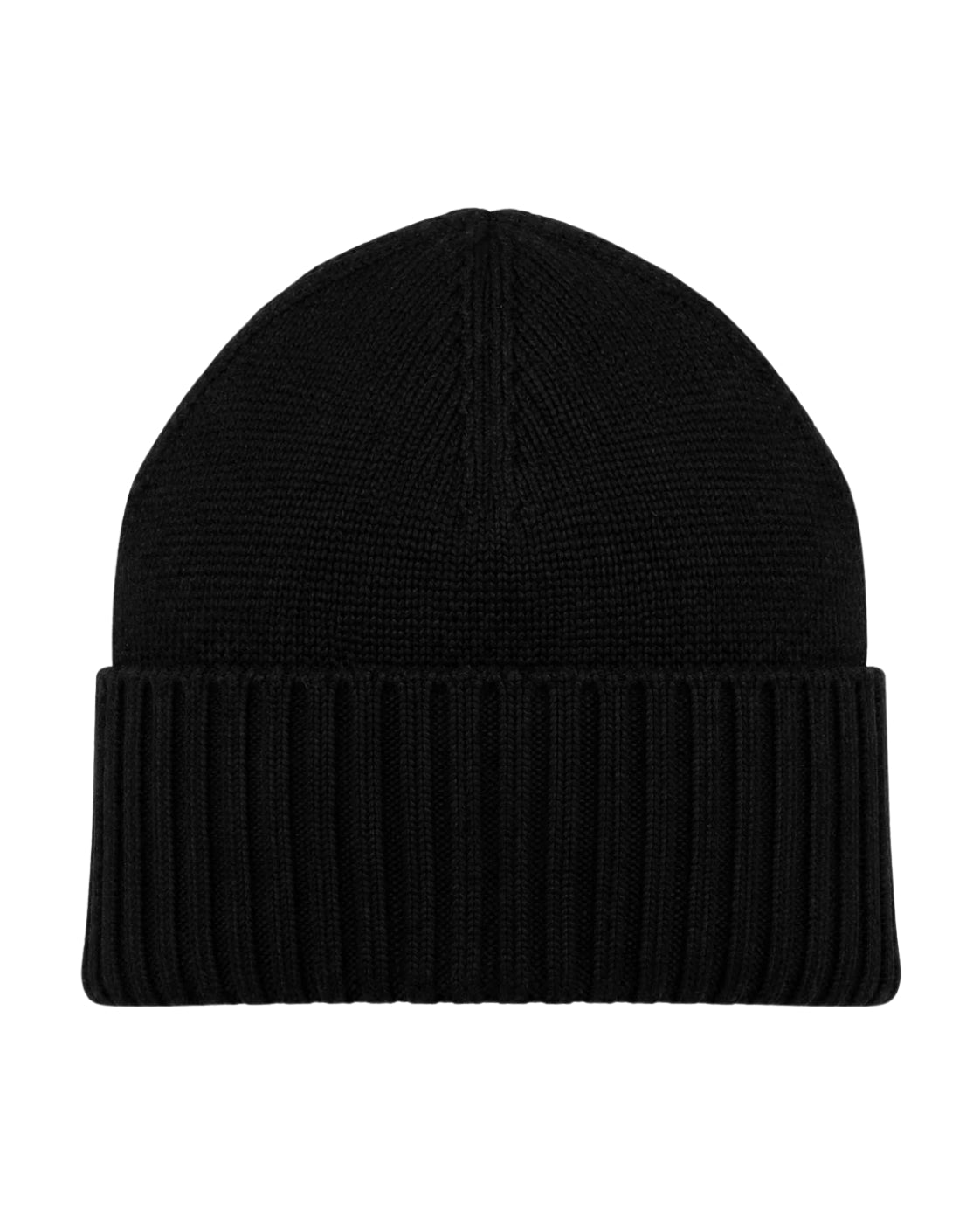 Virgin wool beanie in black with cuff